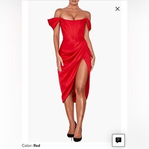 Loretta Off the shoulder Satin Corset Dress
